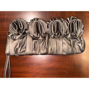 Candice LA Evening Bag Pewter Color Fabric Roses